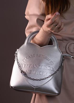 Tiffany&co mini tote bag silver 25x30x9