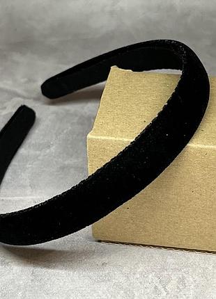 Обруч для волос (заготовка), велюр лента, ширина 1,5 см, черный, черный