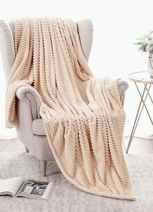 Плед полуторный koloco "полоска" 150 х 200 см (40516) светло-бежевый