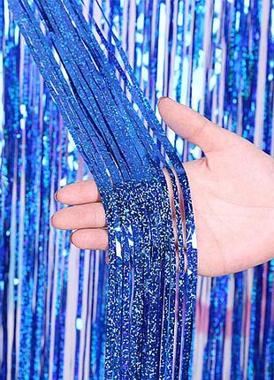 Дощик для фотозони довгий з голограмою 4 м на 1 м синій
