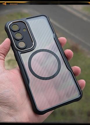 Чохол бампер для samsung s24 fe протиударний magsafe airbag carbon fiber чорний