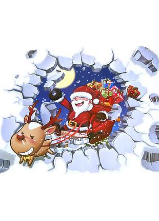 Интерьерная наклейка ng санта клаус разбитая стена abq6005 45х60см
