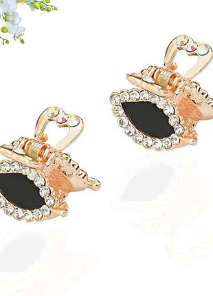 Набір 2 шт краб для волосся металевий золотисті листочки fashion 2 см