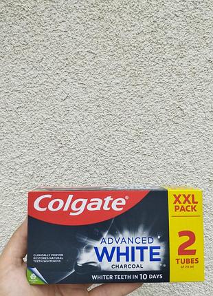 Набір зубних паст colgate advanced white charcoal 2×75 мл – відбілювання з активованим вугіллям