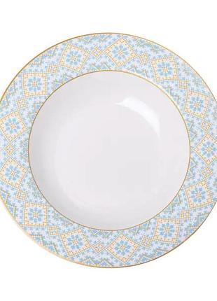 Тарелка суповая фарфоровая 21.5 см с орнаментом hp-7-739