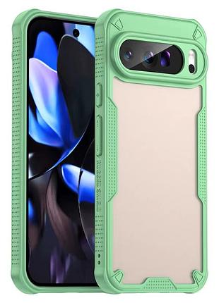Матовый противоударный чехол frosted-pc-airbag для google pixel 9 pro xl green