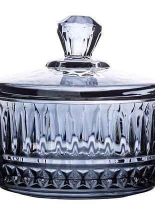 Цукерниця з кришкою ø 10 см скляна сіра hp-yh-78