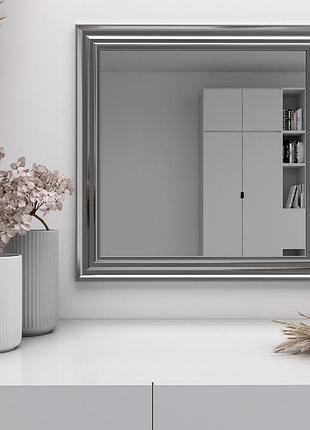 Квадратное зеркало в прихожую 92х92 с патиной для спальни, зеркало серебряное в прихожую навесное стильное