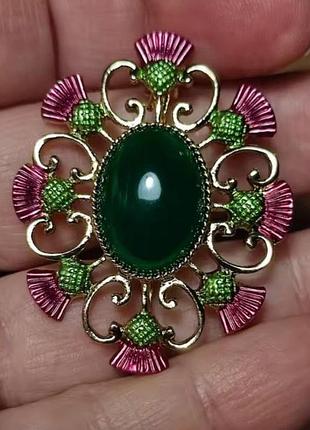 Изысканная брошь в стиле шотландский чертополох, геральдика