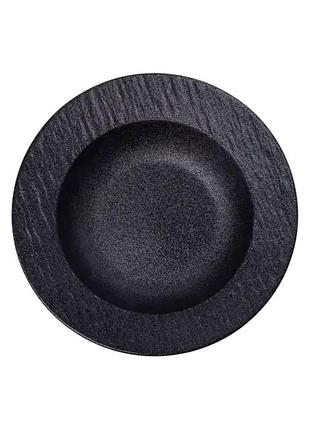 Тарелка суповая фарфоровая 23 см черная hp-7-728