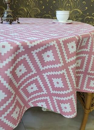 Скатертина тибет рожевий, овальна (овал 160/260 см)