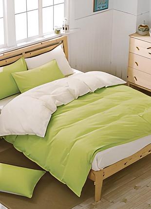 Постільна білизна на резинці євро максі поплін люкс мікс арктика+лайм moonlight