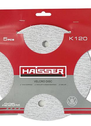 Круг шлифовальный самоклеющийся из ядов. - 225мм, k 120, п-р 5шт (haisser)