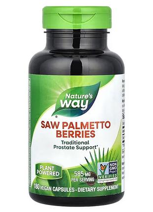 Со пальметто, saw palmetto, nature's way, со вкусом ягод, 585 мг, 180 веганских капсул
