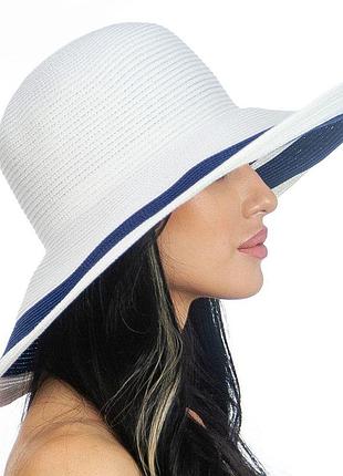 Шляпа летняя широкое поле цвет черный с белым белый с синим