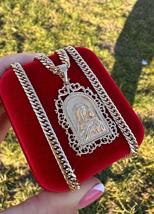 Набор цепочка 55 см ( 4 мм) + ладанка 3.2 см ( 18к цвет золота 585п) 77-057