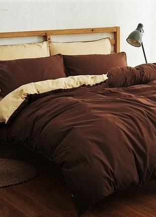 Постельное белье односпальный поплин люкс микс карамель+шоколад moonlight