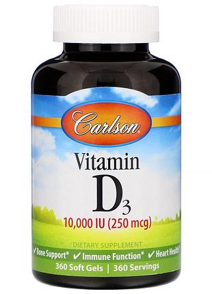 Carlson labs, витамин d3, 10000 ме (250 мкг), 360 мягких таблеток