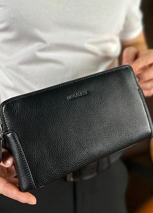 Чорний гаманець-клатч на дві блискавки із натуральної шкіри marco coverna мс8747-3