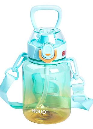 Бутылка для воды многоразовая 700 мл бутылочка с трубочкой для спорта и школы 16.5 см hp-14-32tu