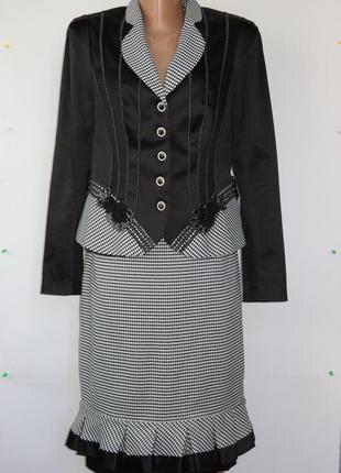 Нарядный строгий костюм (юбка и пиджак) vual р.м (наш 44)