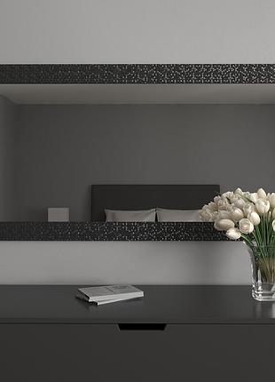 Зеркало в черной раме 156х66 навесное прямоугольное в широкой раме, красивые зеркала для спальни в темной раме