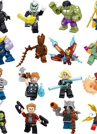 Конструктор большой набор фигурки человечки мстители супергерои marvel 16 штук