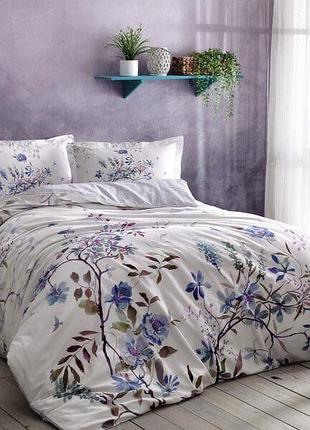 Двоспальний євро комплект tac lindy blue сатин