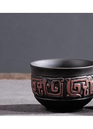Чашка піала для чаю чорного кольору 50 мл. чабей кружка з ісинської глини