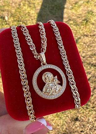 Набор xuping цепочка 50 см ( 3,5 мм ) + ладанка 2,5 см ( 18к цвет золота 585п) 77-084