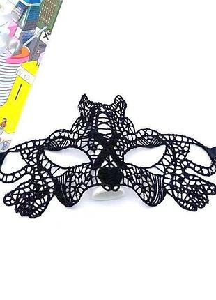 Маска маскарадная из кружева one size черный