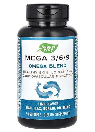 Смесь омега 3 6 9, omega blend, nature's way, лайм, 90 капсул