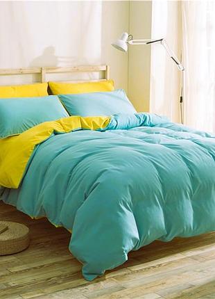 Постельное белье семейный поплин люкс микс аква+лимонад moonlight