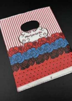 Подарункові поліетиленові пакети 15х20см "place your text here ". колір червоний. / подарункові поліетиленові пакети 15х20см