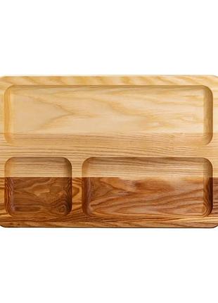 Дошка для подачі дерев'яна 30×20 см прямокутна на 3 секції t47w200