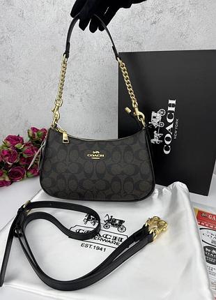 Женская сумка coach black, кожаная сумочка коуч в форме полумесяца