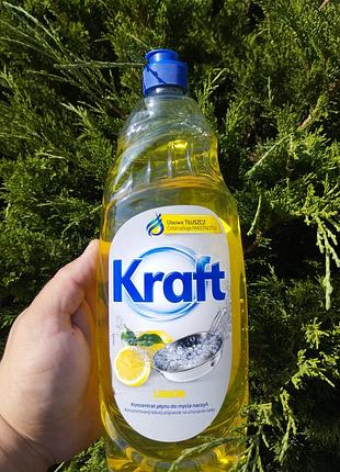 Концентрований засіб для миття посуду kraft lemon 850 мл – ефективно від жиру, блиск, свіжий аромат лимону