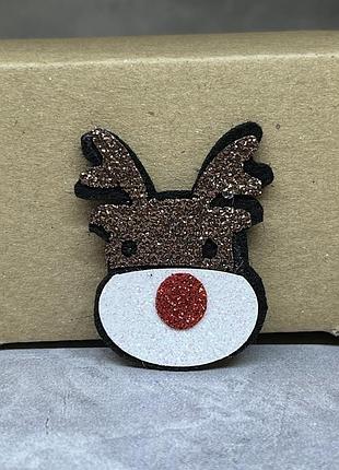 Аппликация "олень" 4,3*3 см, фетр-экокожа, поштучно., ассорти