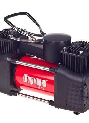 Компрессор "штурмовик" ac-72 150psi/25amp/90л/2 цилиндра/pu шланг 5,0м с дефлятором/клеммы акб
