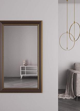 Дзеркала настінні прямокутні 146х76 в темній рамі для ванної, дзеркало настінне коричневий в широкій рамі