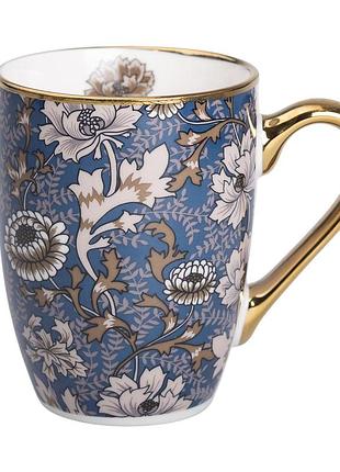 Фарфоровая чашка 400 мл с золотым ободком и золотой ручкой rx-n240665blw