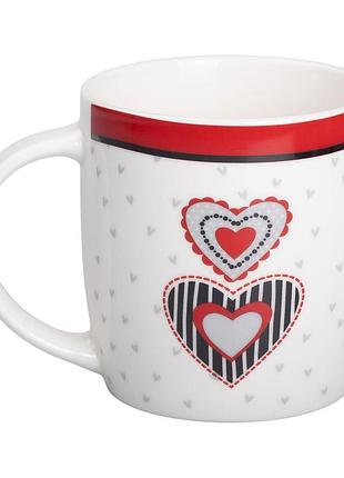 Чашка фарфоровая 400 (мл) с сердечками для чая и кофе lugi rx-n240147w