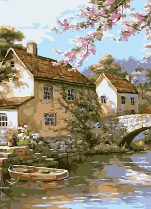 Картина по номерам "поселок на берегу реки"