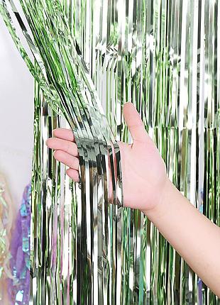 Дождик для фотозоны длинный 4 м на 1 м салатовый