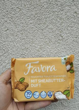 Влажная туалетная бумага favora sheabuter-duft 70 шт - мягкая, биоразлагаемая, без спирта, с ароматом масла ши