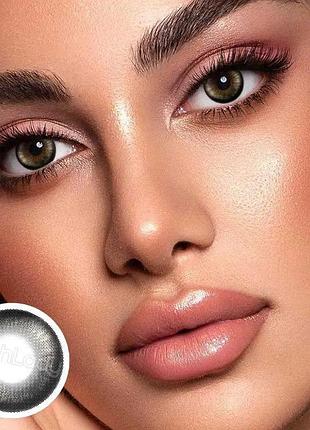 Цветные линзы серо-коричневые ice crystal brown + контейнер для хранения в подарок