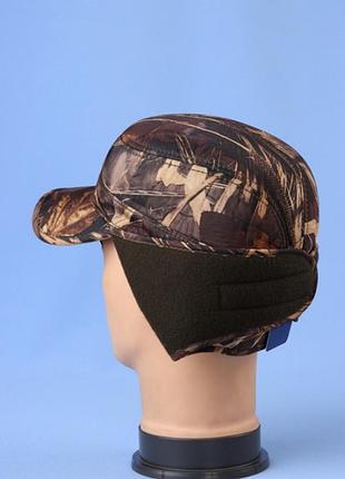 Немка-ушанка мужская из плащёвки камуфляжная коричнево-оливковый 57-58