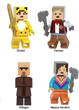 Конструктор фігурки майнкрафт minecraft 8 чоловічків зі зброєю