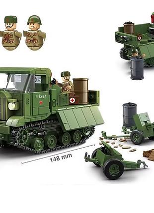 Конструктор немецкий броневик с пушкой вторая мировая война и 3 фигурки (733 деталей) в коробке