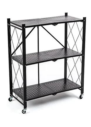 Стеллаж мобильный трехъярусный универсальный раскладной из нержавеющей стали dzd-3f